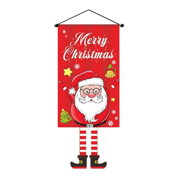 Leodye 1PCS Christmas Flag Hanging Cloth Winter Holiday Wall Decoration, Watercolor Buffalo Plaid Winter Holiday Yard Outdoor Decorative Flag-27.4x11.8x0.04in