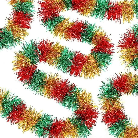 Leodye 1PCS Christmas Garland Decorations To Christmas Tree Thick and Thin Streamers Foil Garland for Xmas Tree Decor Home Indoor-196.8in