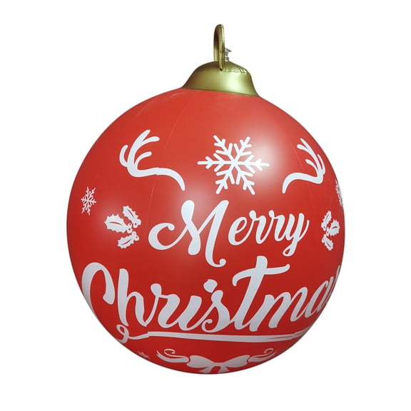 Leodye 1PCS Christmas Inflatable Decorated Ball 24in Yard Inflatable Christmas Balls Giant Xmas Tree Ornaments PVC Blow up Yard Decorations for Outside Holiday Yard Lawn Porch Decor