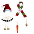 thumbnail image 1 of Leodye 1PCS Christmas Snowman Costume Set - Wooden Button Pipe Hat + Red/Green/White Scarf -7.5x5.9x2.6in, 1 of 6