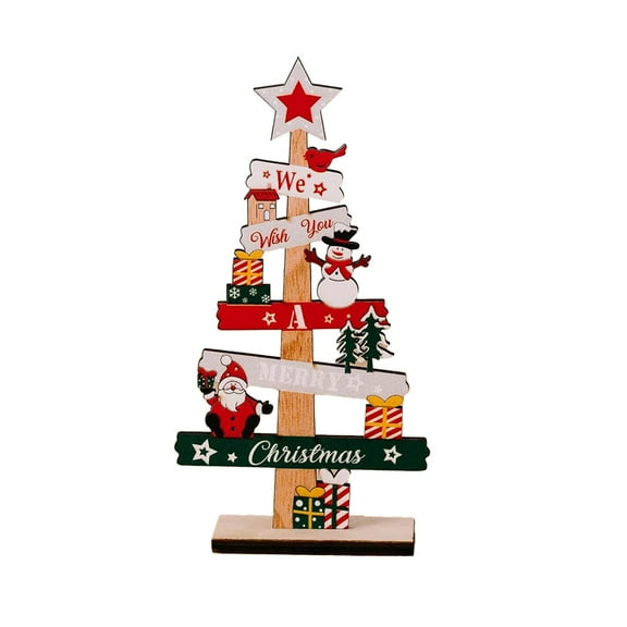 Leodye 1PCS Christmas Table Centerpiece Wooden Christmas Snowman Santa Claus Merry Christmas Table Decorations Suitable for Holiday Party Interior Decoration-8.27×3.35×1.46In