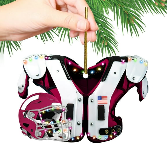 Leodye 1PCS Christmas Tree Baseball-themed Flat Pendants - Includes Shoulder Pad & Helmet Designs for Holiday Decor- 3.54 x 3.54 inches