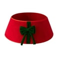 thumbnail image 1 of Leodye 1PCS Christmas Tree Collar 23.6 Inches Velvet White Tree Collar Red Bow Decoration Christmas Tree Bottom Apron Home Holiday Scene Layout Decoration, 1 of 6