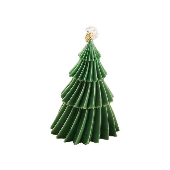 Leodye 1PCS Christmas Tree Shaped Candle Tabletop Festive Display Ornament Suitable for Home Holiday Layout and Festival Gift -4.33 × 3.15 × 3.15 in