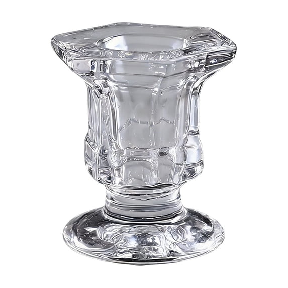 Leodye 1PCS Clear Glass Crystal Candlestick Elegant Decorative Home Dining Wedding Party Candlelight Dinner Centerpiece -2.36x1.96x1.96 in