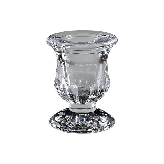 Leodye 1PCS Clear Glass Crystal Candlestick Elegant Decorative Home Dining Wedding Party Candlelight Dinner Centerpiece -2.36x1.96x1.96 in