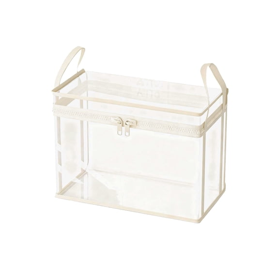 Leodye 1PCS Clear Plastic Book Storage Box Transparent Organizer Case for Home Classroom office Book Shelf Stationery -12.6x9.45x9.84in