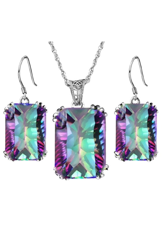 1PCS Colored Crystal Jewelry Set Earrings Necklace Design Ladies Party Wedding Gift Accessory