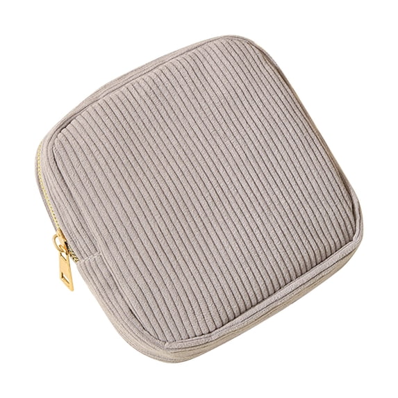 Leodye 1PCS Corduroy Sanitary Napkin Storage Bag Small Item Pouch Portable Organizer for Ladies Daily Use -5.12 × 5.12 × 1.97 in
