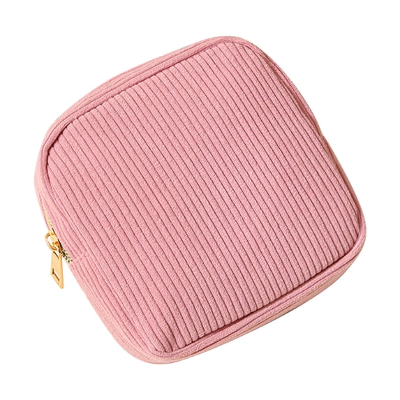Leodye 1PCS Corduroy Sanitary Napkin Storage Bag Small Item Pouch Portable Organizer for Ladies Daily Use -5.12 × 5.12 × 1.97 in