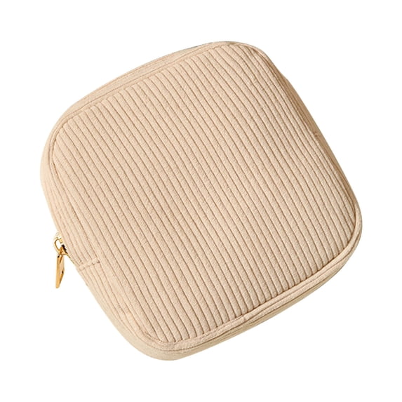 Leodye 1PCS Corduroy Sanitary Napkin Storage Bag Small Item Pouch Portable Organizer for Ladies Daily Use -5.12 × 5.12 × 1.97 in