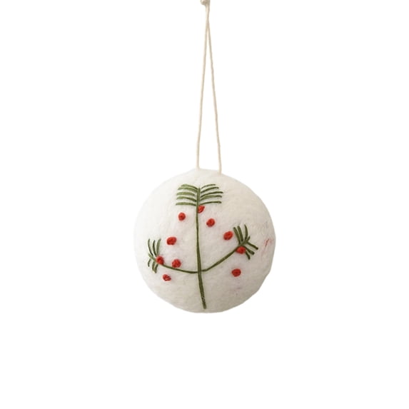 Leodye 1PCS Cotton Christmas Ball Pendant, Hanging Ornament for Xmas Tree and Indoor Holiday Scene Decoration -2.2 Inch