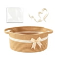 thumbnail image 1 of Leodye 1PCS Cotton Rope Gift Basket with Handles Woven Storage Bin with Bow Clear Ribbon Gift Bag for Christmas Holiday Gift Giving Home Storage Container -13.78x8.66x5.51in, 1 of 7
