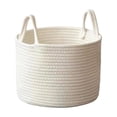 thumbnail image 1 of Leodye 1PCS Cotton Rope Woven Storage Basket Oval Snack Toy Storage Basket with Handles for Home Organizing -9.8×7.8×1.96inch, 1 of 6