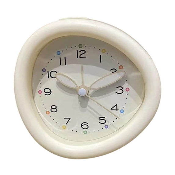 Leodye 1PCS Cute Irregular Analog Alarm Clock Silent Night Light Desk Clock Decor for Bedroom Living Room office Study -4.13 x 4.13 x 1.96 in
