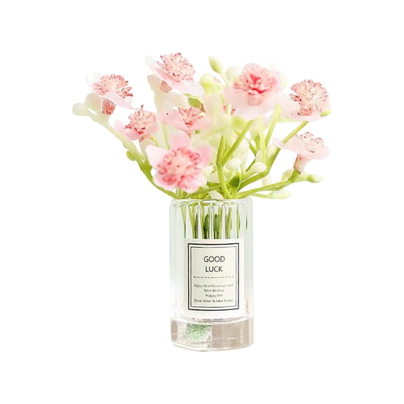 Leodye 1PCS Cute Mini Rose Flower Vase Car Dashboard Decorations Self-Adhesive Mini Vase with Artificial Flowers Ornaments Car Interior Accessories -1.57*0.78IN