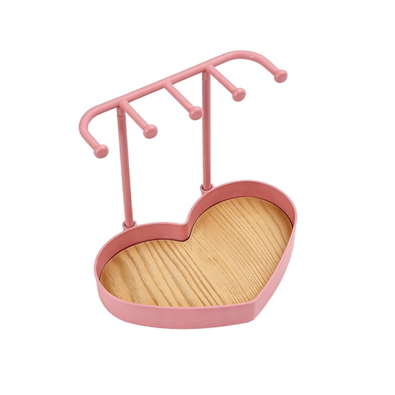 Leodye 1PCS Desktop Jewelry Display Storage Rack with Base Tray and Anti Slip Hooks Organizer Holder for Necklaces Earrings Bracelets Small Ornaments -8.27x5.91x7.87in