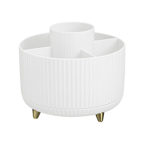 Leodye 1PCS Desktop Rotating Makeup Brush Organizer Cosmetic Container for Dresser Eyeshadow Brushes Lipstick and Pen -5.91x5.91x4.92in