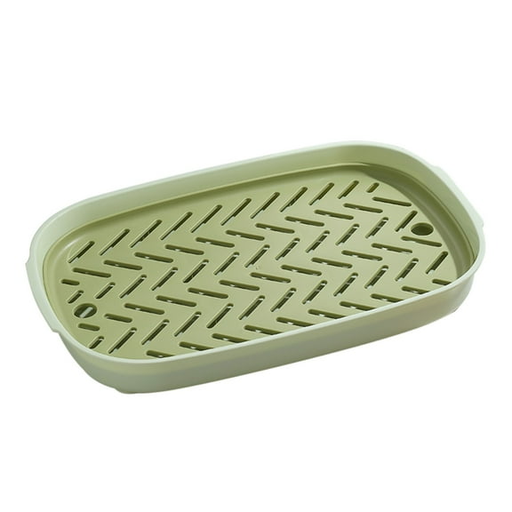 Leodye 1PCS Double-Layer Draining Fruit & Tea Tray, Fruit Drainer with Drip Dish Drain Drying Fruits Serving -12.79×8.46×1.77in