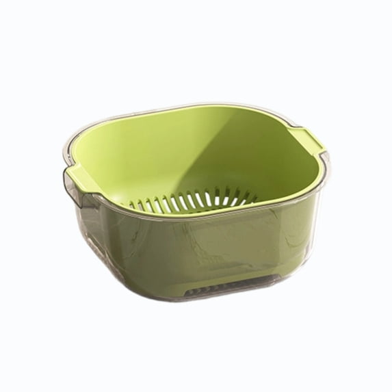 Leodye 1PCS Double Layer Plastic Colander, Detachable Wash Basin, Drain Container for Kitchen Fruit, Vegetable Cleaning and Meal Prep -6.7x6.3x3.2in