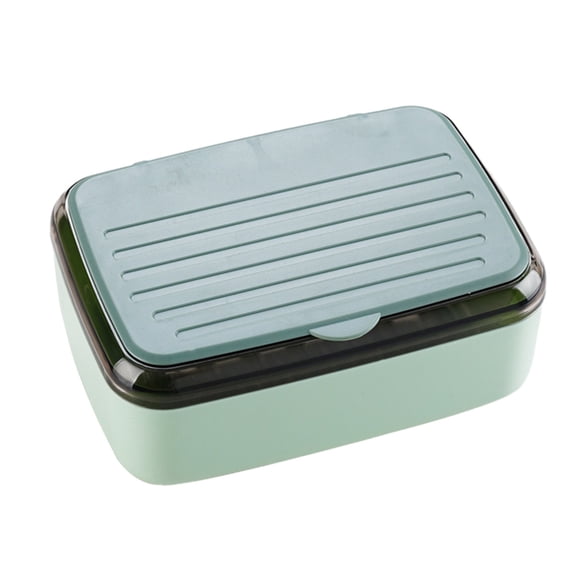 Leodye 1PCS Double-draining Plastic Soap Box - with Lid, for Bathroom/Handwashing Room -5.31x4.13x2.16in