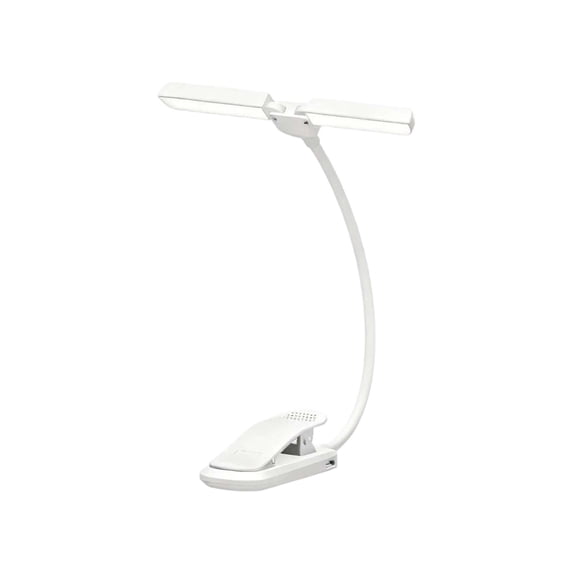 Leodye 1PCS Double-head Clip-on LED Desk Lamp Rechargeable Dimmable Color Temperature Home office Study Eye-caring Reading Light -14.17*1.61*1.18in