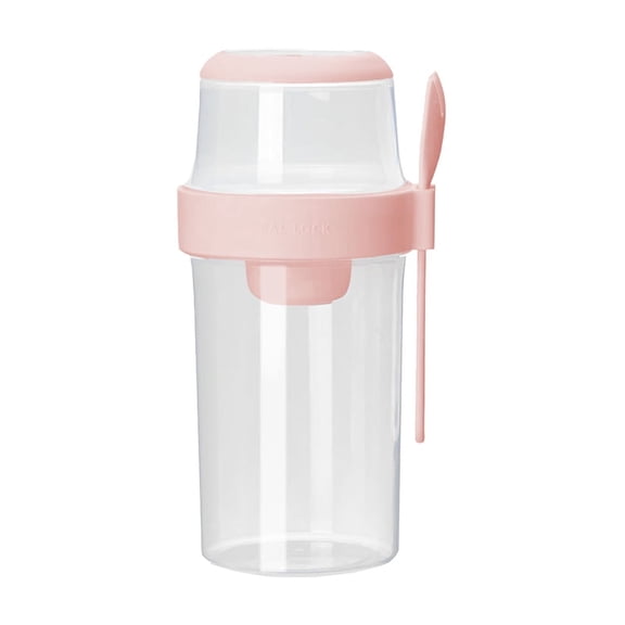 Leodye 1PCS Double-layer Plastic Portable Lunch Cup - Sealed with fork, for office Workers’ Light Meals/Breakfast -8.46x4.13x4.13in