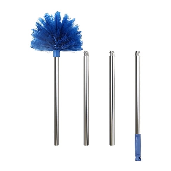 Leodye 1PCS Duster, Cobweb Duster with Extension Pole, Medium Stiff Bristles Cobweb Duster Head & Stainless Steel Pole Ceiling Fan Duster for Outdoor Indoor Cleaning