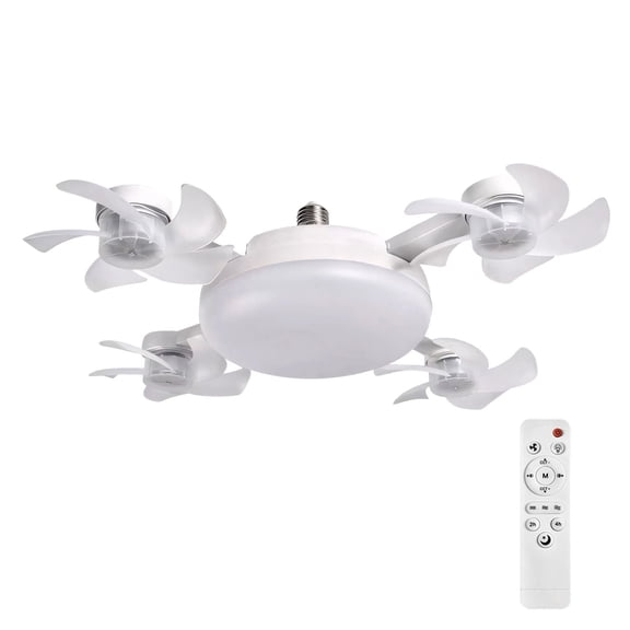 Leodye 1PCS E27 Screw Fan Pendant Light Silent Remote Control Ceiling Fan Light Eye Protection Energy Saving Lamp for Bedroom -19.69IN
