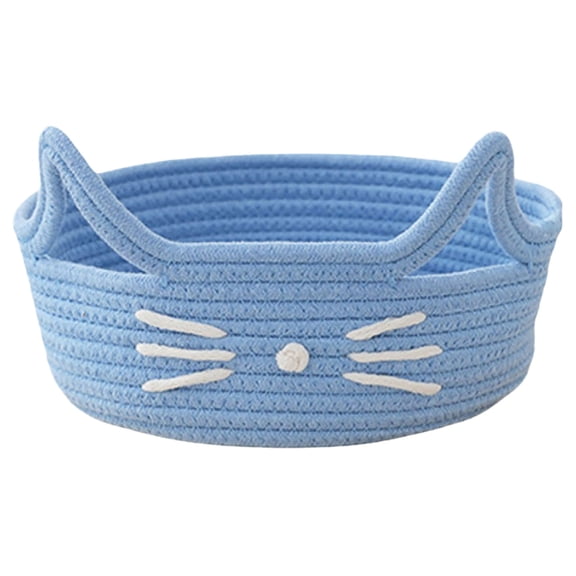 Leodye 1PCS Ear Cotton Rope Woven Basket, Desktop Organizer, for Cosmetics, Snacks & office Sundries -9.05*3.94IN