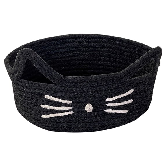 Leodye 1PCS Ear Cotton Rope Woven Basket, Desktop Organizer, for Cosmetics, Snacks & office Sundries -9.05*3.94IN