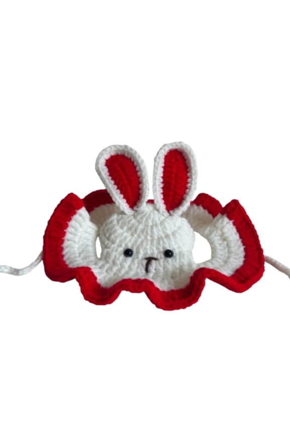 1PCS Easter Bunny Ear Pet Knit Hat, Handmade Soft Yarn Cap, Adjustable for Small & Mediums & s -11.81x14.17in