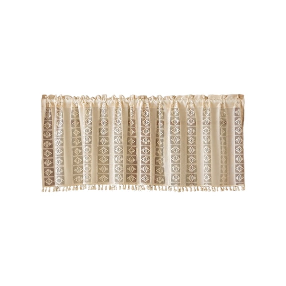 Leodye 1PCS Embroidered Lace Semi Sheer Curtain Rod Pocket Design Home Door Window Light Filtering Decor Drapes -59.06x17.72in