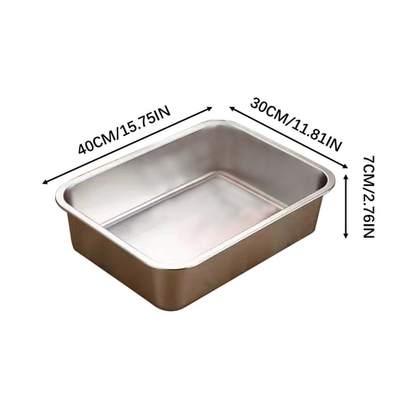 Leodye 1PCS Extra Large Stainless Steel Litter Box Rustproof/Odor-Free/Non-Stick Pet Supply fors/Kittens/Rabbits -15.75*11.81*2.76IN