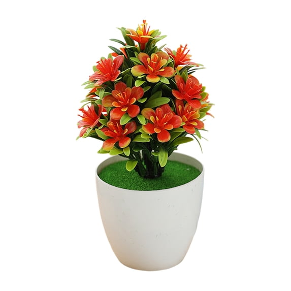 Leodye 1PCS Fake Plastic Potted Plant with Pot Small Tabletop Faux Floral Decor for Household Kitchen Bar office Indoor Display -7.87x3.94x3.94in