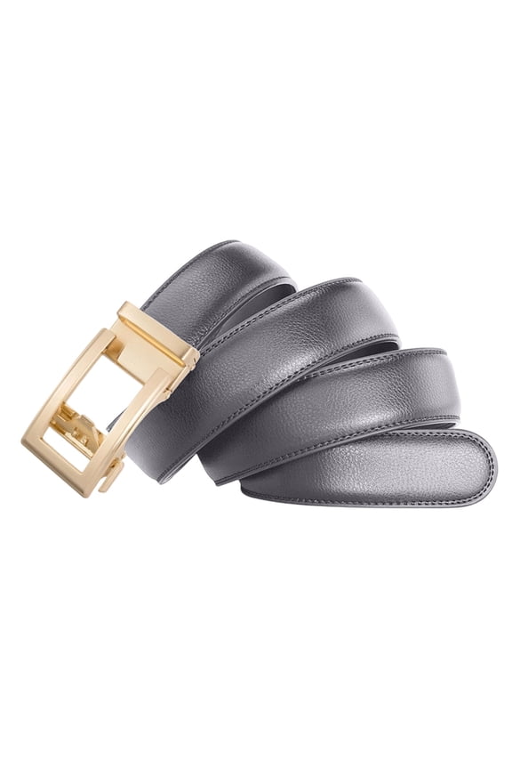 1PCS Fashion No-Holes Automatic Leather Waist Belt for Men and Women, Stylish Buckle Strap for Business Suit, Casual Dress, Jeans and Daily Decoration -45*1.38IN Gray M