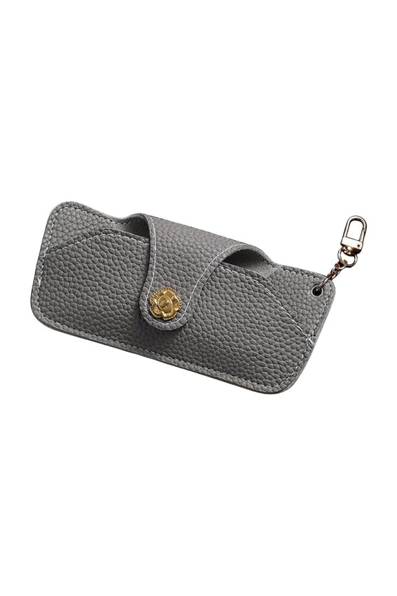 1PCS Faux Leather Sunglasses Pouch with Snap Closure, Thickened Structure, Elegant Eyewear Bag for Women Daily Outdoor Use -5.51 × 2.75 × 0.39 in