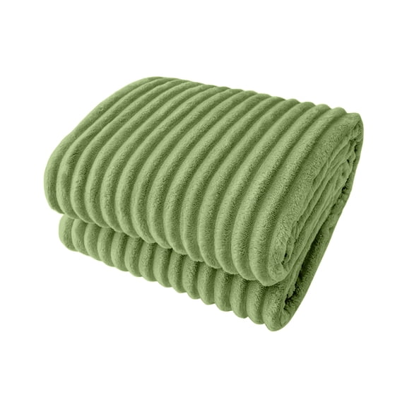 Leodye 1PCS Flannel Fleece Striped Blanket Warm Soft Microfiber Material Ribbed Texture Decorative Throw All Season Use Cozy Blanket for Couch Bed and Sofa -59.05x78.74in