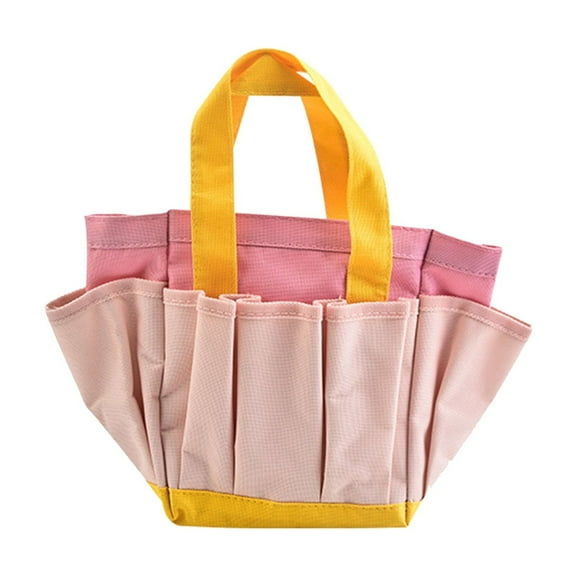 Leodye 1PCS Floral Print Gardening Tote Bag - Sturdy Reusable Tool Organizer with Pockets, Household Storage Bag -12×10.43×0.79In