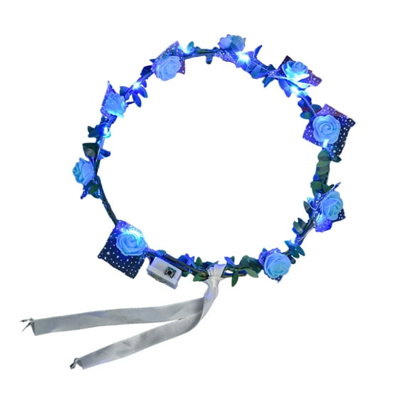 Leodye 1PCS Flower Crown Headband, Light Up Flower Headbands for Women, Garlands Glowing Floral Wreath Crowns for Wedding Beach Party Birthday Cosplay -7.87x7.87in