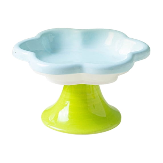 Leodye 1PCS Flower-shaped Ceramic Bowl - Elevated Food/Water Dish, Protects Cervical Spine -5.91x 3.39in