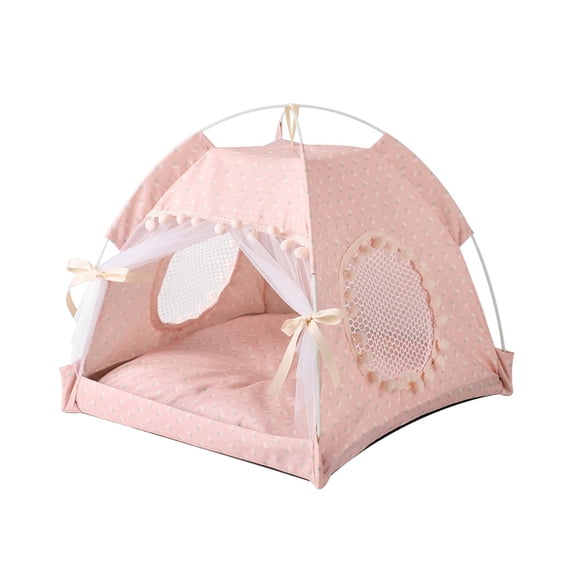 Leodye 1PCS Foldable Pet Tent Kennel - Summer Semi-enclosed Cool Mat, Outdoor House Supplies -15.75x15.75x13.78in