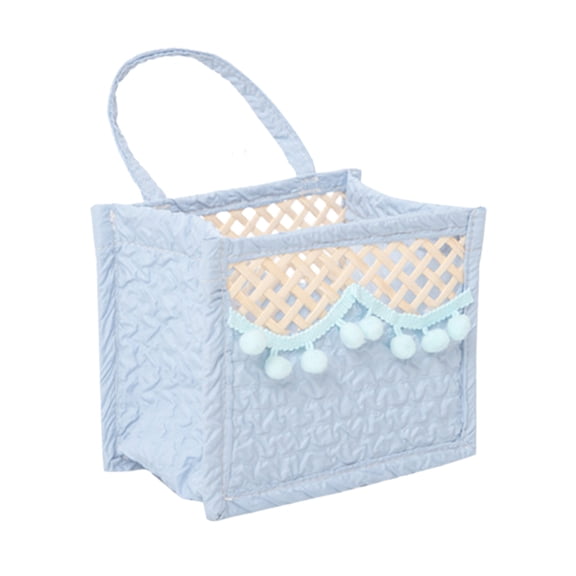 Leodye 1PCS Foldable Woven Fabric Storage Basket with Handle Space-saving Durable Home Bedroom Wardrobe Clothing Toy Snack Organizer -6.3x3.54x5.31 in