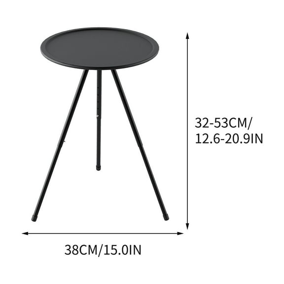 Leodye 1PCS Folding Portable Camping Table - Small Round Adjustable with Light Rack, Picnic/Coffee Table -15*20IN