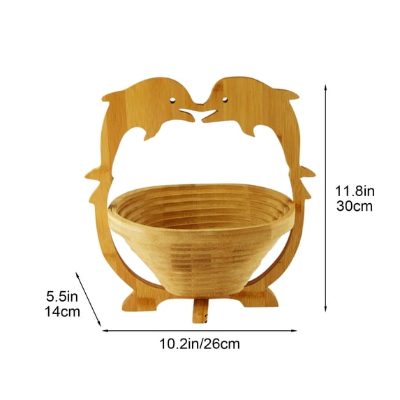Leodye 1PCS Fruit-Shaped Foldable Wood Basket - Tray/Rack for Fruits & Dried Fruits, Foldable for Storage -11.81 x 10.63 inches