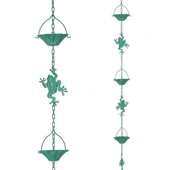Leodye 1PCS Galvanized Rain Chain Gutter Downspoutcher Outside Water Diverter Decorative Garden Rain Cups Chime Home Dragonflys Frogs Butterflys Decor-39.3in