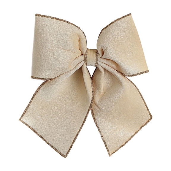 Leodye 1PCS Gold Flocking Velvet Fabric Christmas Bows - High-end Tree Hanging Pendants, Decorative Props -9.84x7.87in
