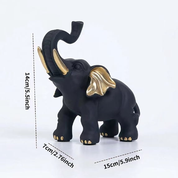 Leodye 1PCS Golden Elephant Craft Ornament Exquisite Design Desktop Decoration Holiday Gift for Elders Accessory -5.9*5.5*2.67in