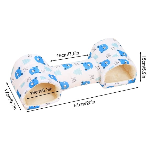 Leodye 1PCS Guinea Pig Bed Tunnel Pet Rest Blue Washable Bottom Hideout Cave House fors Chinchillas Hamsters Ferrets -10.24×8.66×3.15in