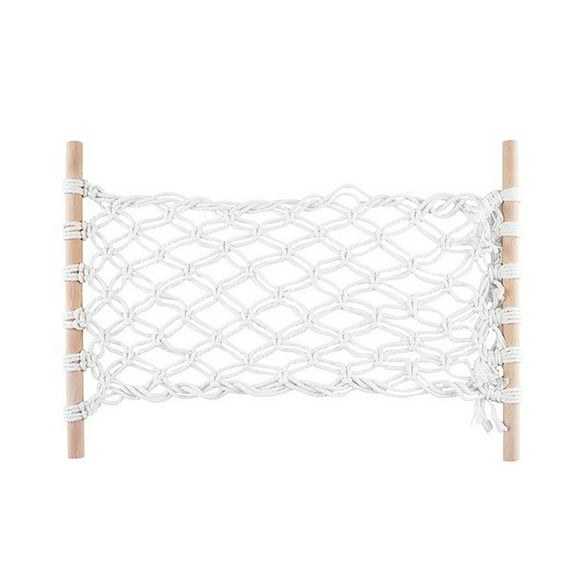 Leodye 1PCS Hand woven Fruit Hanging Basket Wind Rope Net Pocket Design Home Kitchen Vegetable Fruit Classified Hanging Storage Basket -11.81×19.69in